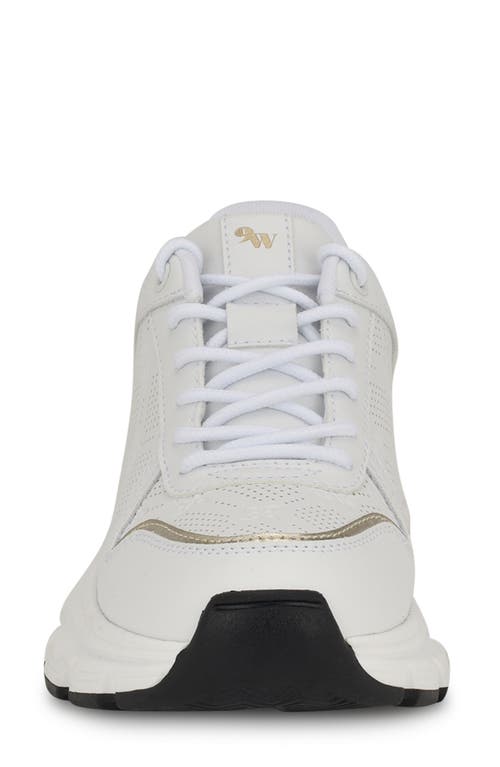 Shop Nine West Bask Sport Sneaker In White/white/platino