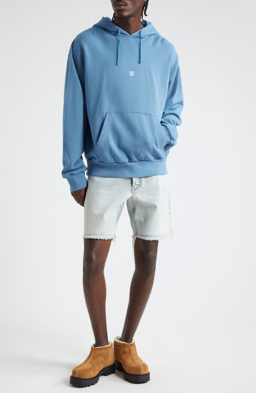 Shop Givenchy 4g Embroidered Cotton French Terry Hoodie In Blue/white