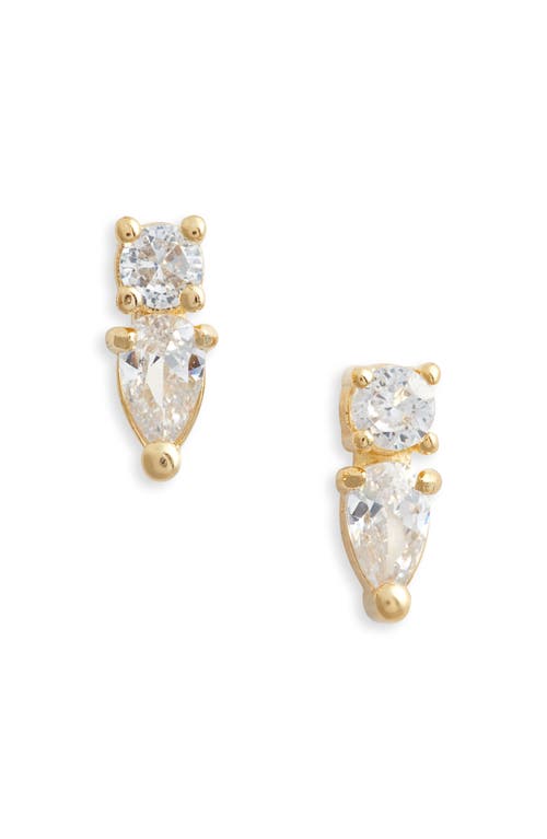 Child Of Wild Dew Drop Cubic Zirconia Stud Earrings In Gold