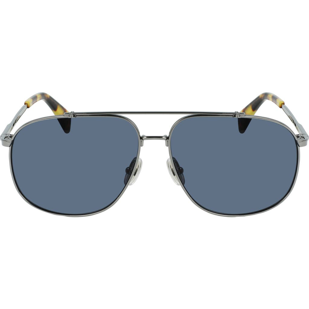 Shop Lanvin 60mm Aviator Sunglasses In Dark Ruthenium/blue