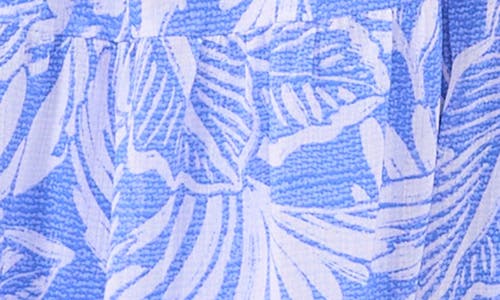 Cece Leaf Print Babydoll Dress In Tropic Night Blue