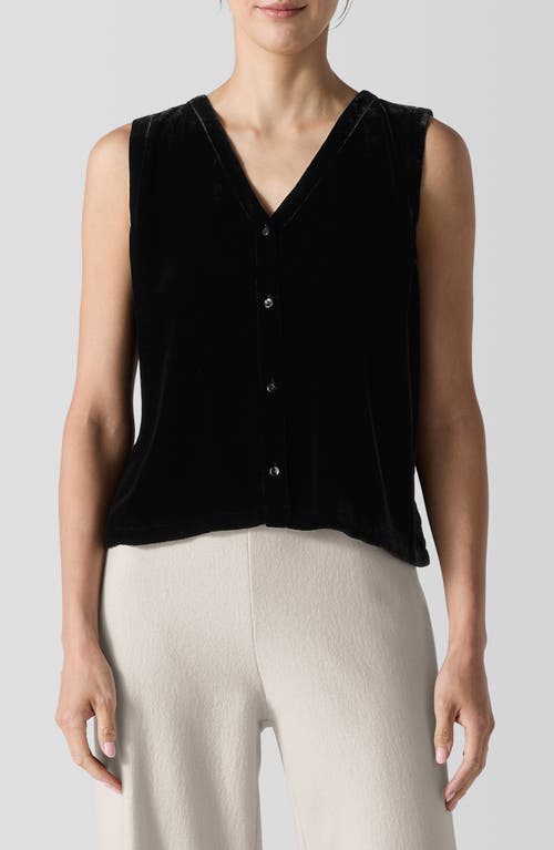 Shop Eileen Fisher Velvet Tie Back Vest In Black