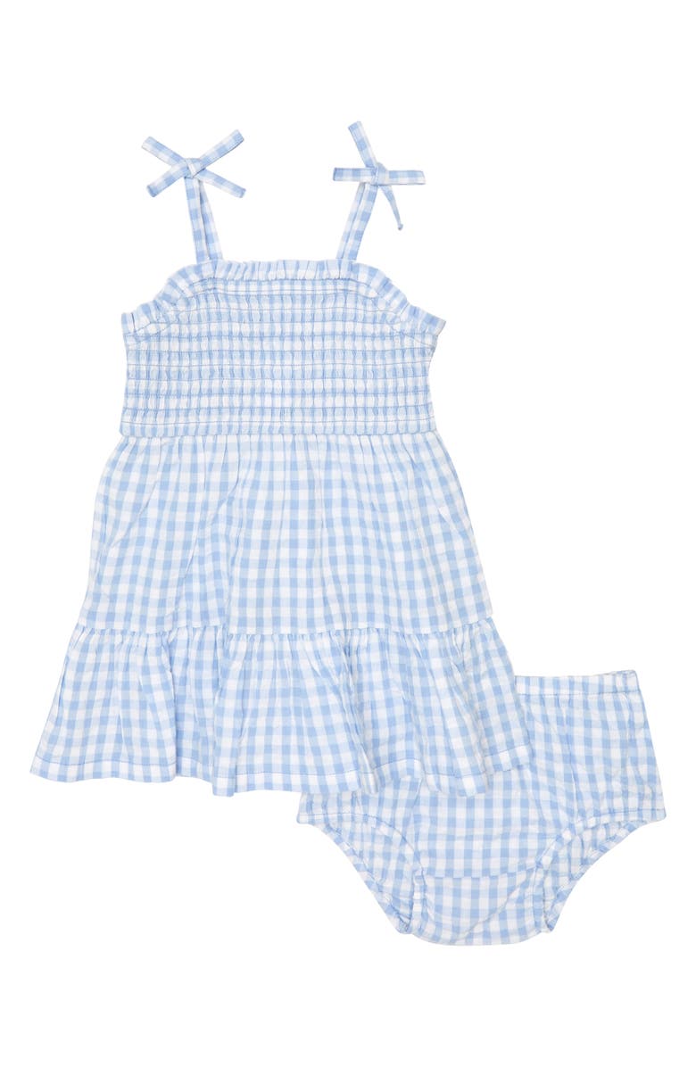 NORDSTROM Matching Family Moments Tie Shoulder Smocked Gingham Dress, Main, color, BLUE SERENITY- WHITE GINGHAM