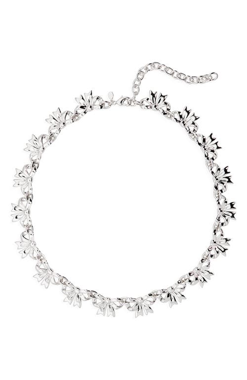 Bow Link Collar Necklace in Silver