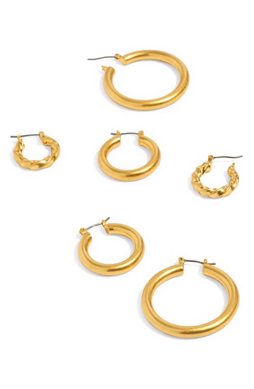 3-Pack Hoop Earrings Gift Box in Vintage Gold