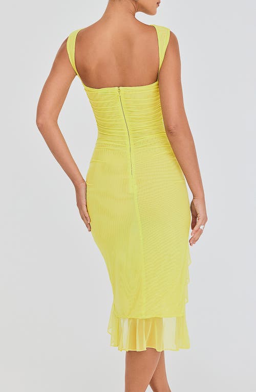 Mistress Rocks Ruffle High-low Cocktail Dress In Lime Sorbet