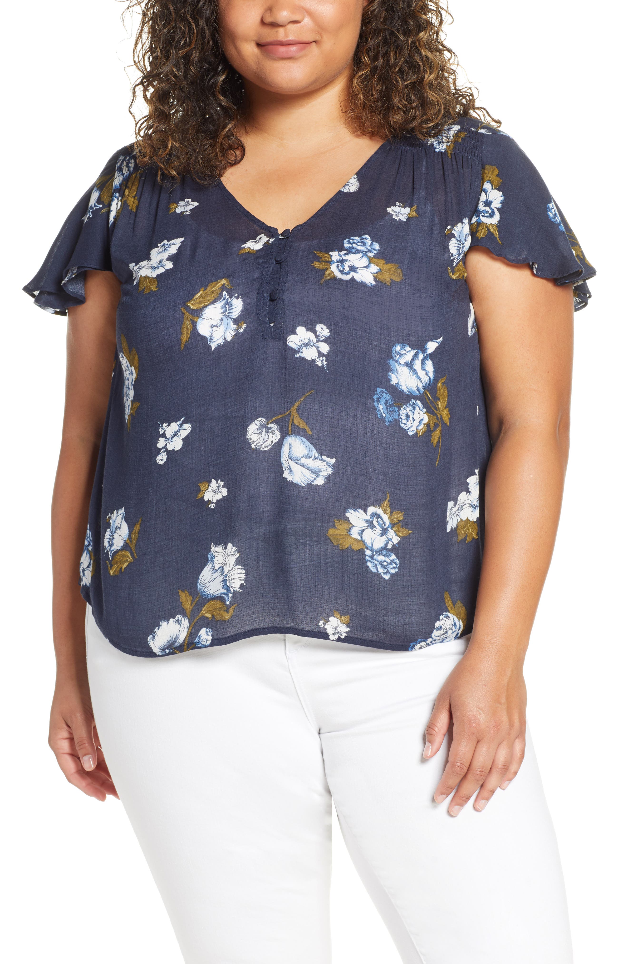 lucky brand flutter sleeve top