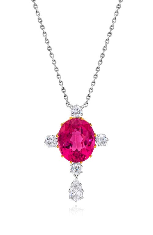 Mindi Mond Pink Tourmaline & Diamond Necklace In Metallic