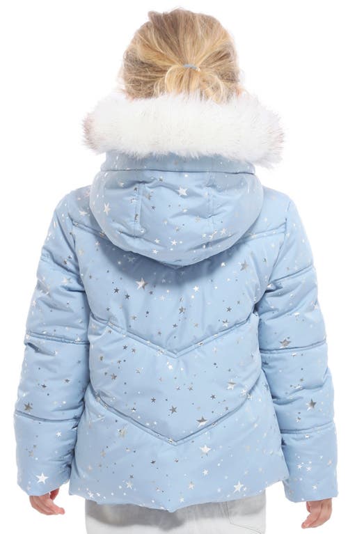 Rokka&rolla Kids' Heavyweight Puffer Jacket In Blue Fog Silver Star