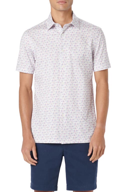Bugatchi Milo OoohCotton Birds of Paradise Print Short Sleeve Button-Up Shirt Pink at Nordstrom,
