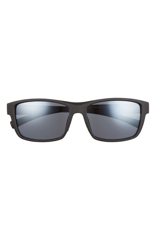 Hurley Beach Days 58mm Polarized Rectangular Sunglasses in Rubberized Black/Smoke Base at Nordstrom