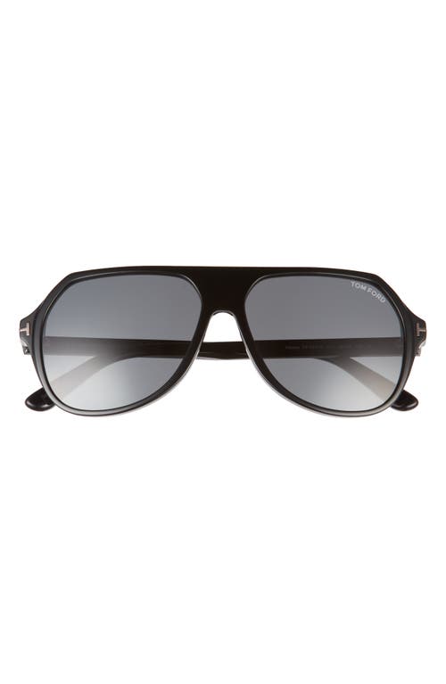 Shop Tom Ford Hayes 59mm Navigator Sunglasses In Shiny Black/smoke