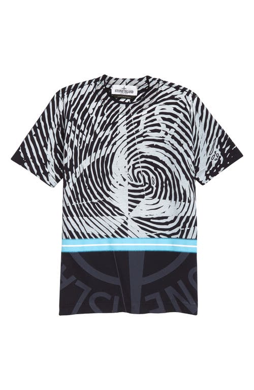 Stone Island Kids' Finger Scan Graphic Tee in V0020 Navy Blue
