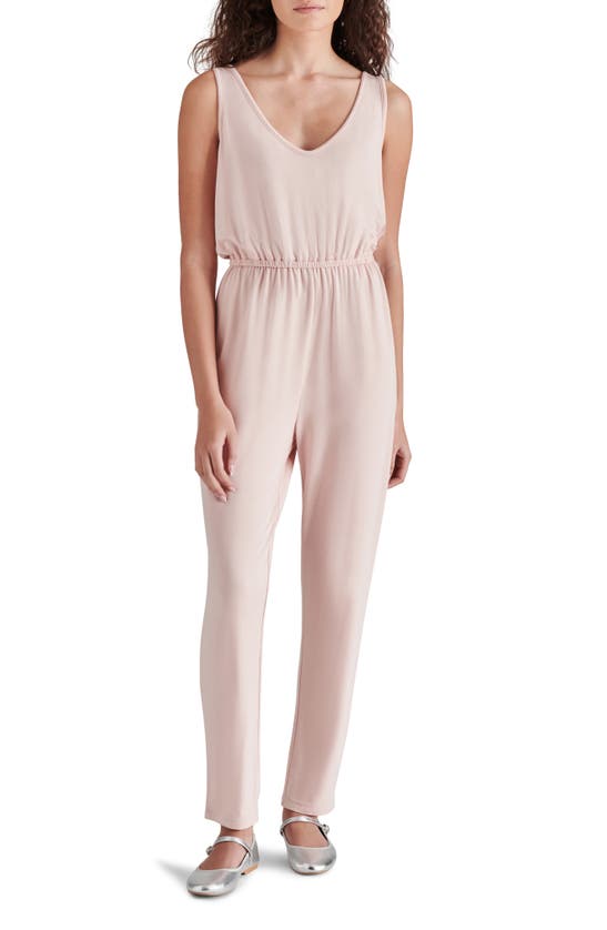Steve Madden Sleeveless French Terry Jumpsuit In Pink