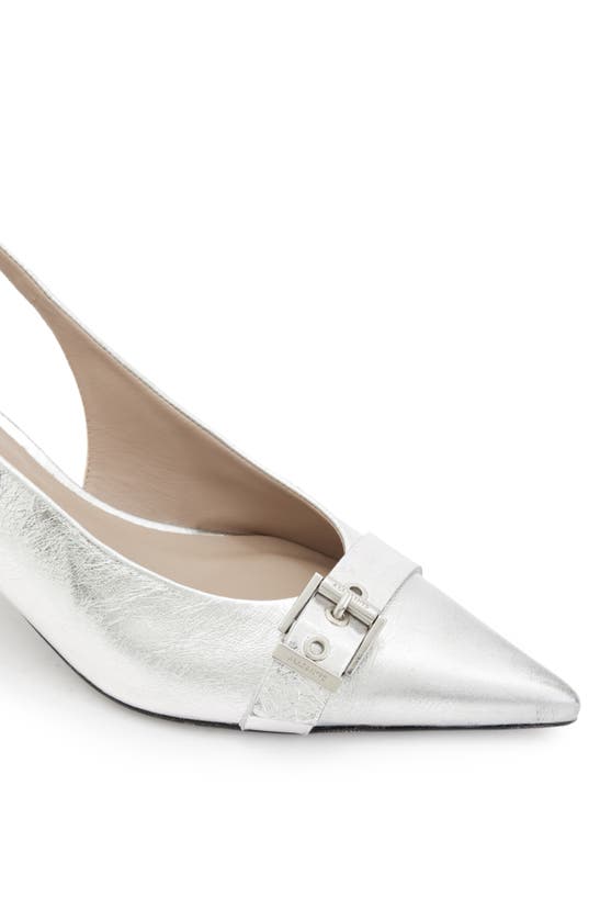 Shop Allsaints Selina Pointed Toe Slingback Pump In Metallic Silver