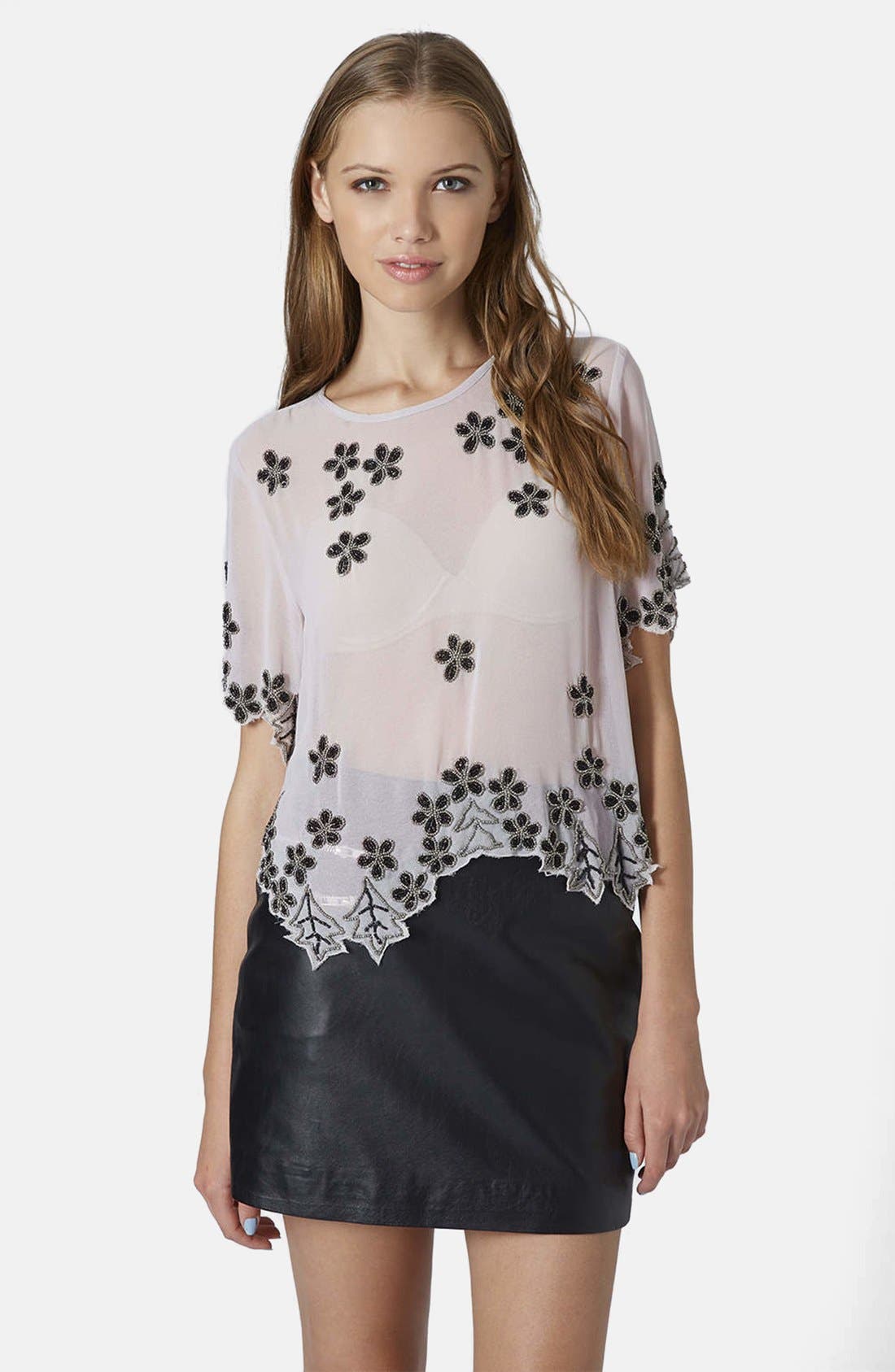 Flower Beaded Crop Tee Nordstrom