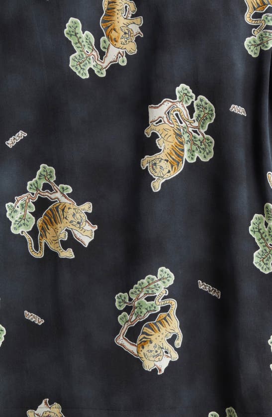 Shop Visvim Copa Tora Tiger Print Silk Camp Shirt In Black