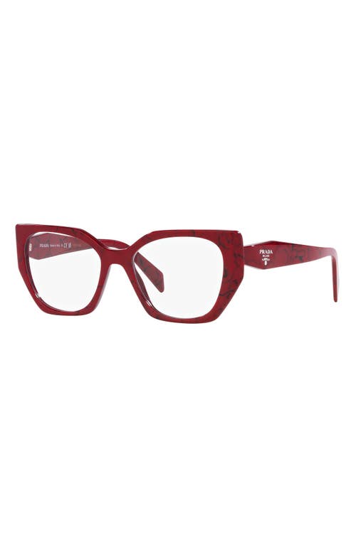 Shop Prada 54mm Square Optical Glasses In Black White/red