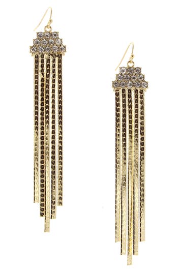 Olivia Welles Pazia Crystal Fringe Drop Earrings In Gold