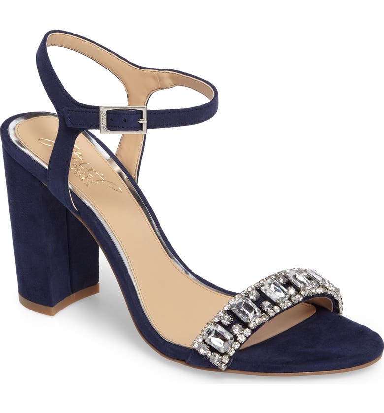 Jewel Badgley Mischka Hendricks Embellished Block Heel Sandal (Women) | Nordstrom