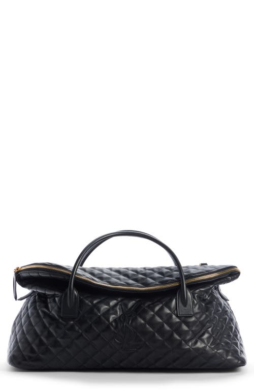 Es Quilted Leather Duffle Bag in Nero