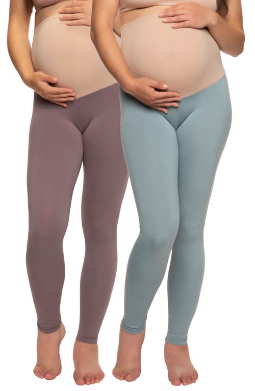 Shop Felina 2-pack Maternity Leggings In Sparrow/lead