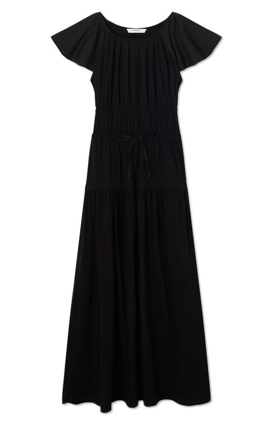 Shop Lk Bennett Carla Ruffle Sleeve Tiered Maxi Dress In Black