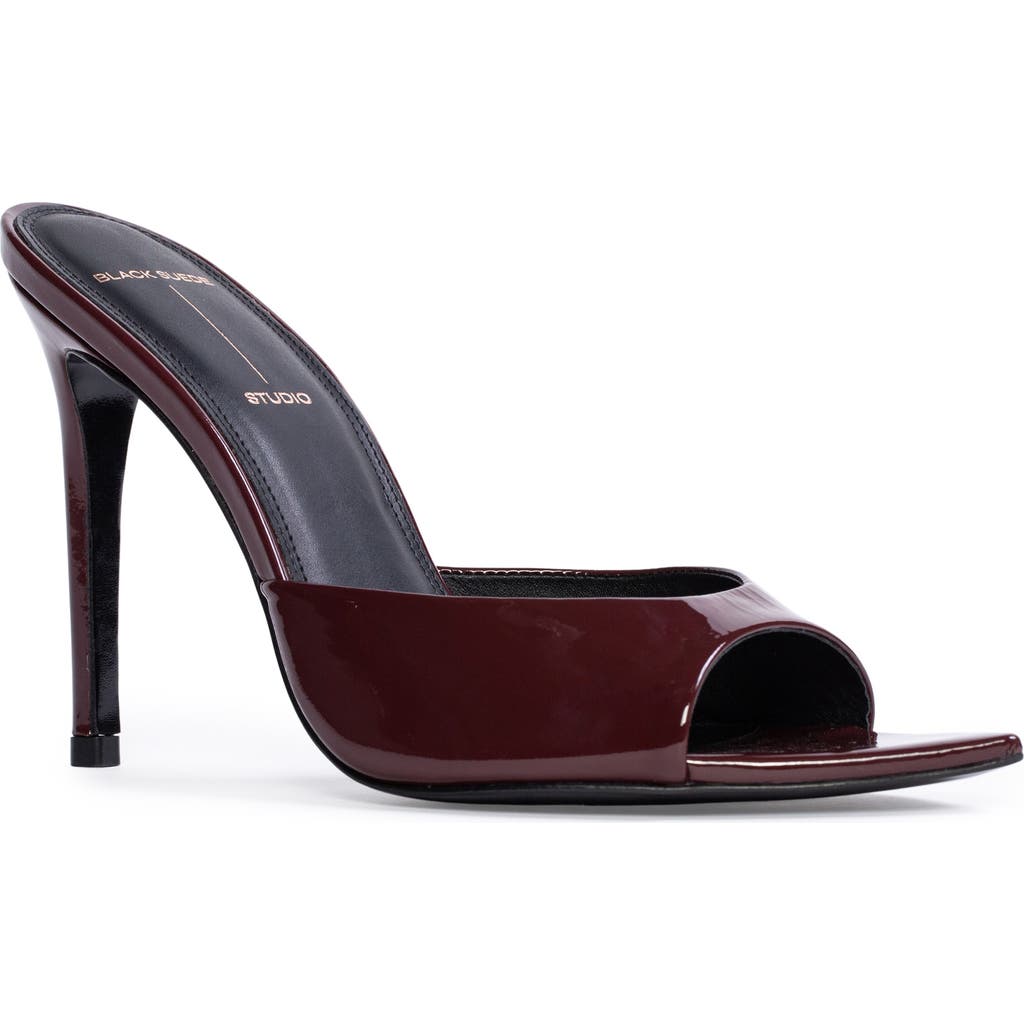 Black Suede Studio Brea Mule In Raisin Patent