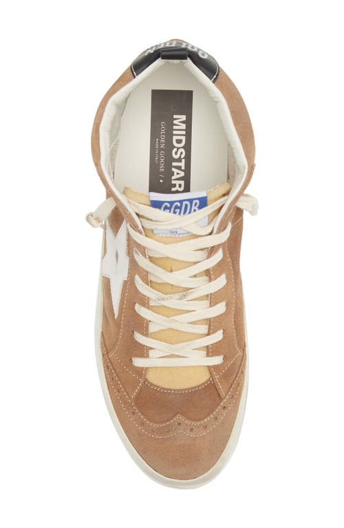 Shop Golden Goose Mid Star Sneaker In Tobacco/white/silver