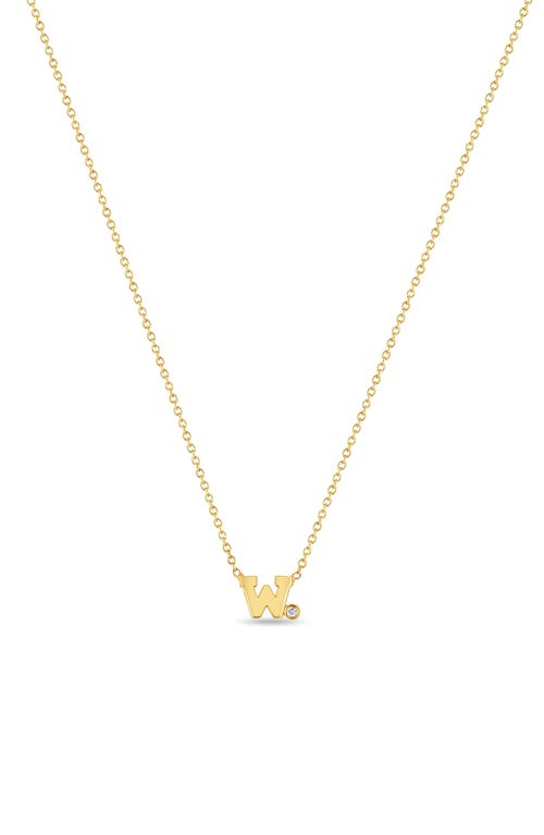 Zoë Chicco Diamond Initial Pendant Necklace in Yellow Gold-W at Nordstrom, Size 16
