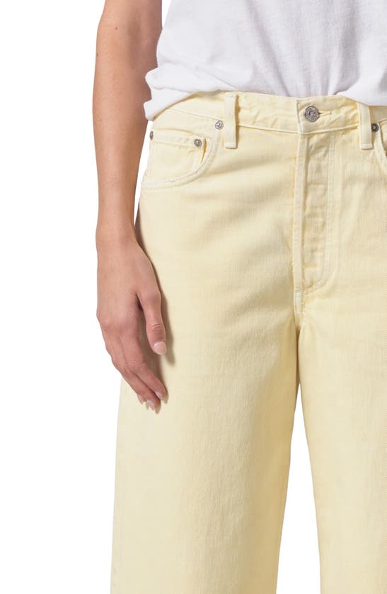 Shop Citizens Of Humanity Ayla Raw Hem High Waist Baggy Crop Wide Leg Jeans In Limoncello