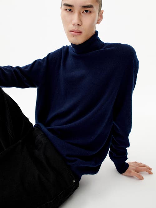 Shop Gobi Cashmere Turtle Neck In Navy