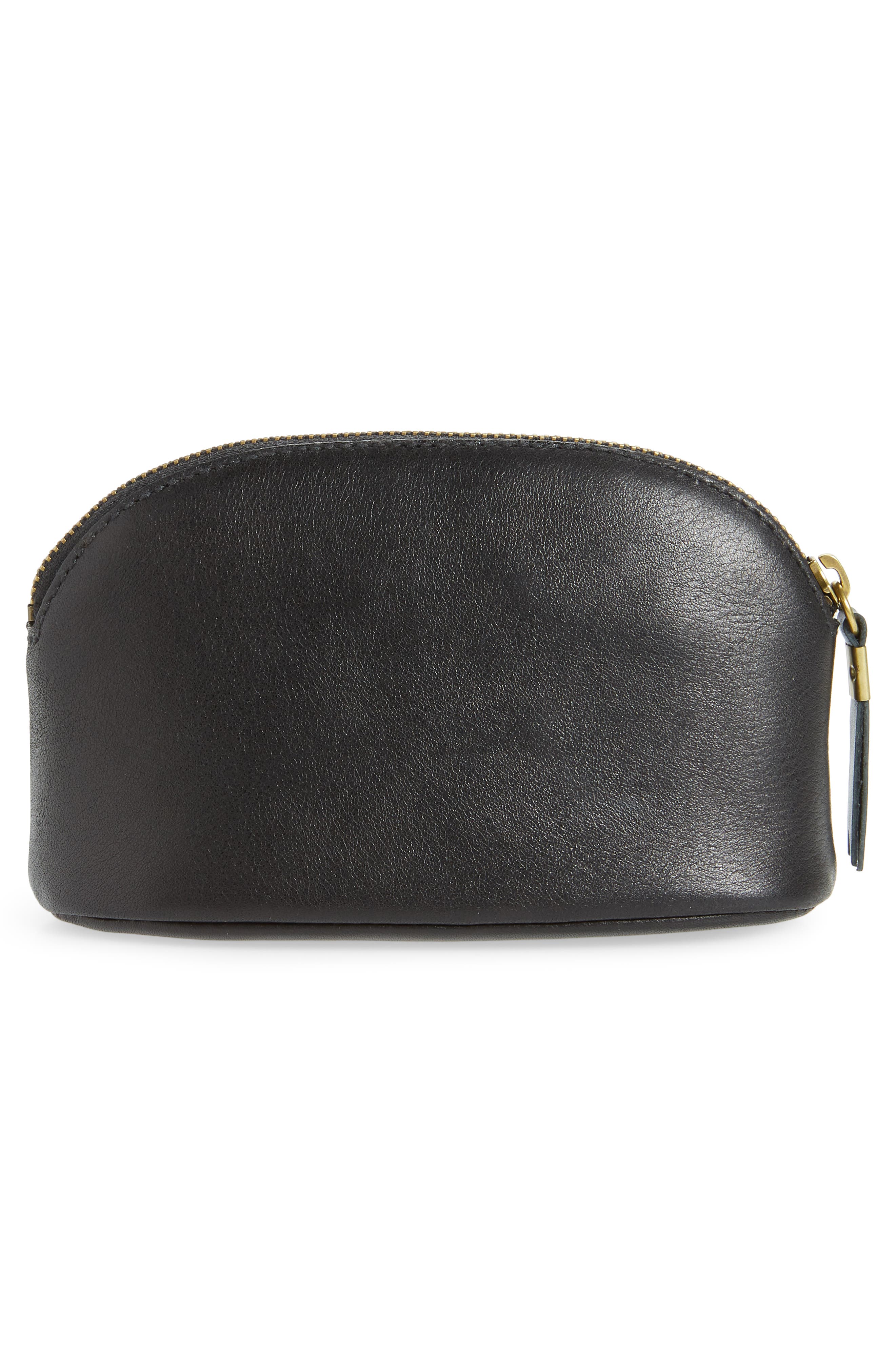 black leather makeup pouch