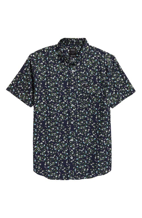 RVCA That'll Do Classic Fit Floral Print Short Sleeve Button-Down Shirt in Navy Marine