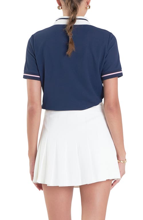 Shop English Factory Sports Club Colorblock Polo In Navy