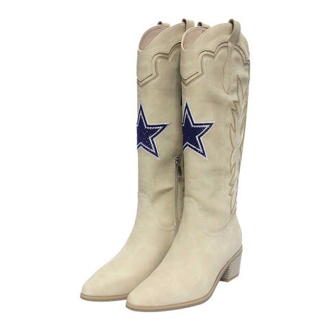 Women's Cuce Cream Denver Broncos Cowboy Boots