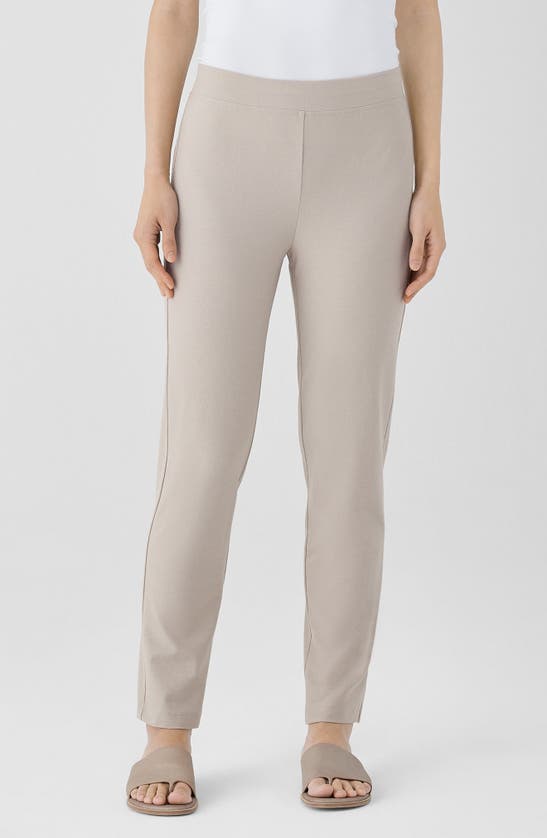Eileen Fisher Slim Ankle Stretch Crepe Pants In Wheat
