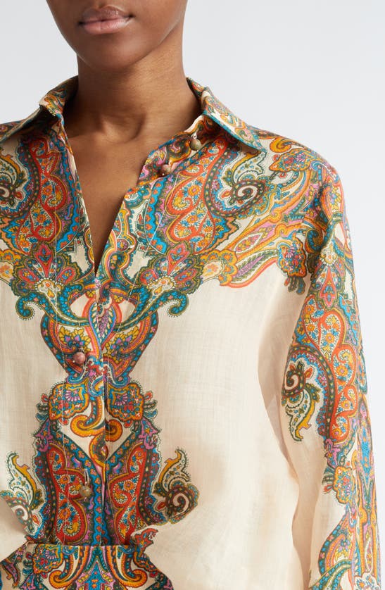 Shop Zimmermann Ottie Paisley Print Oversize Shirt In Multi Paisley