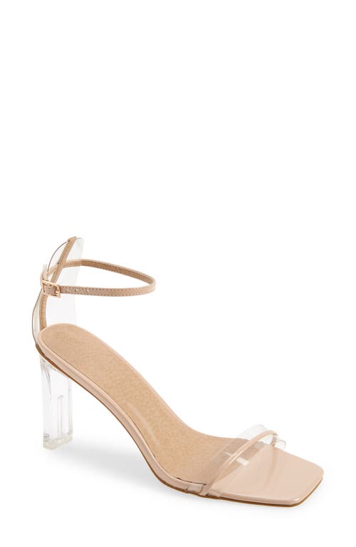 Oralee Ankle Strap Sandal in Beige Patent Clear