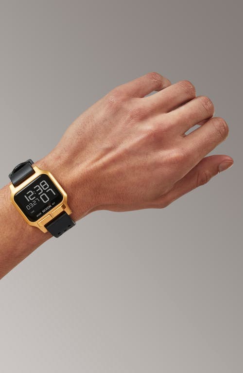 Shop Nixon Heat Digital Rubber Strap Watch In Gold/black