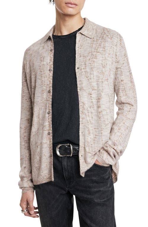 Shop John Varvatos Carvaggio Slub Collared Cardigan In Snow Heather