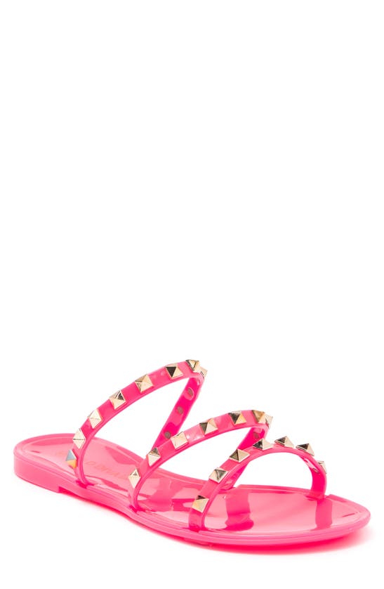 Wild Diva Lounge Studded Patent Sandal In Pink | ModeSens