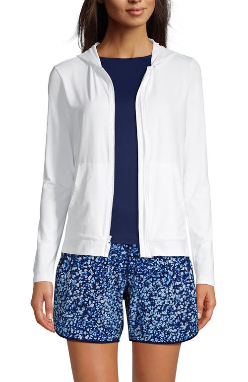 Lands' End Long Sleeve Hooded Full Zip Upf 50 Rash Guard In White