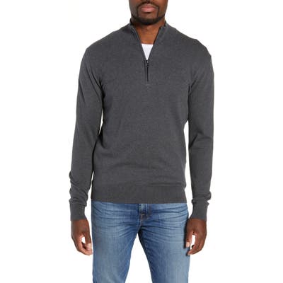 French Connection Stretch Cotton Quarter Zip Sweater, Grey