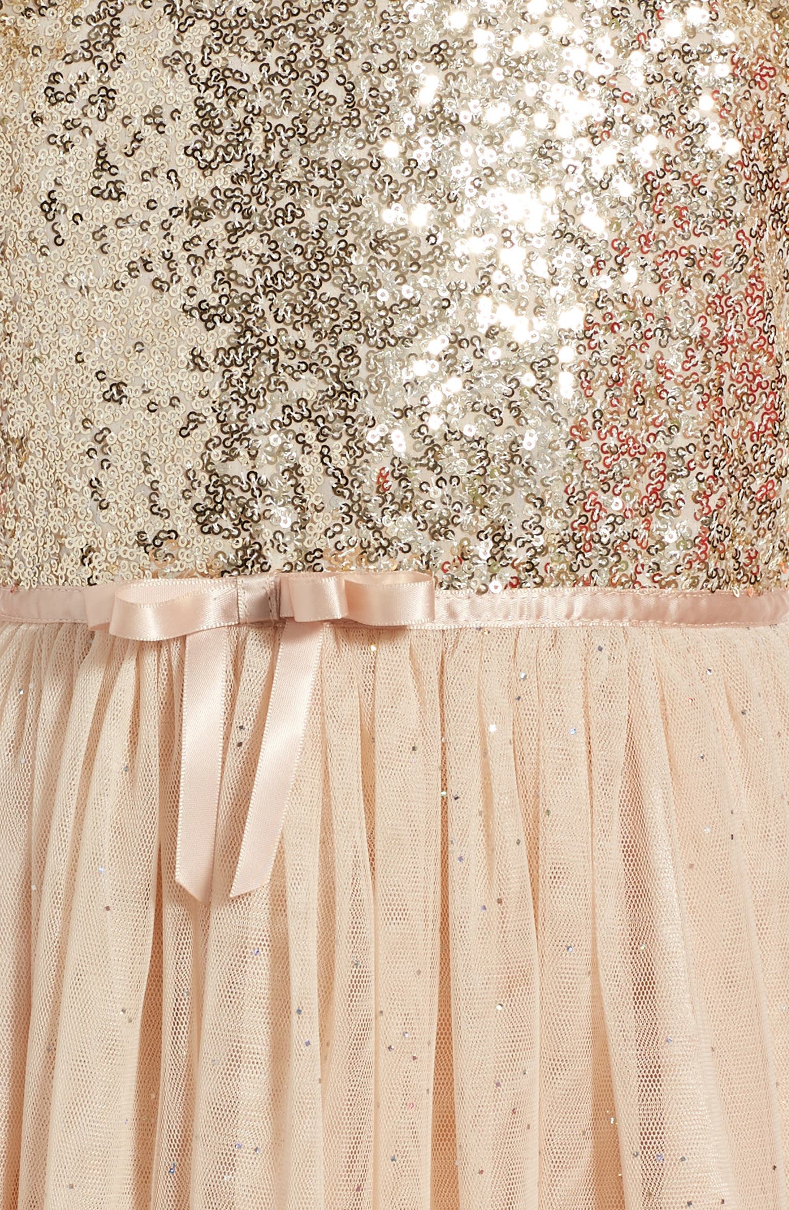 sequin bodice tulle dress popatu Popatu Little Girls Peach Gold Sequin Tulle Dress, 4
