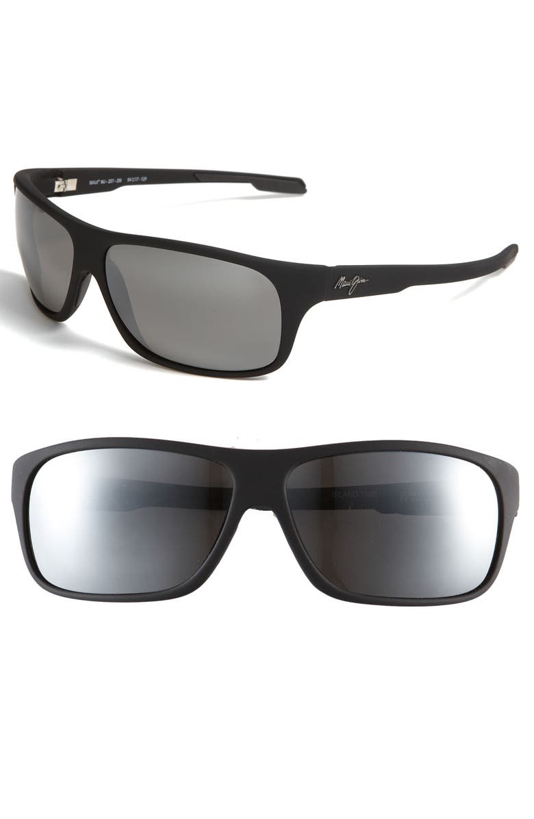 Maui Jim 'Island Time - PolarizedPlus®' Rectangle Wrap 64mm Sunglasses