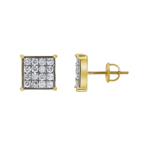 Luvmyjewelry Vip Room 14k Yellow Gold Diamond Stud Earrings In 14k Yellow Gold