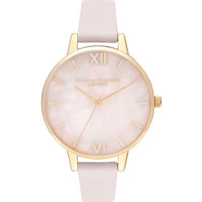 Olivia Burton Rose Quartz Leather Strap Watch,