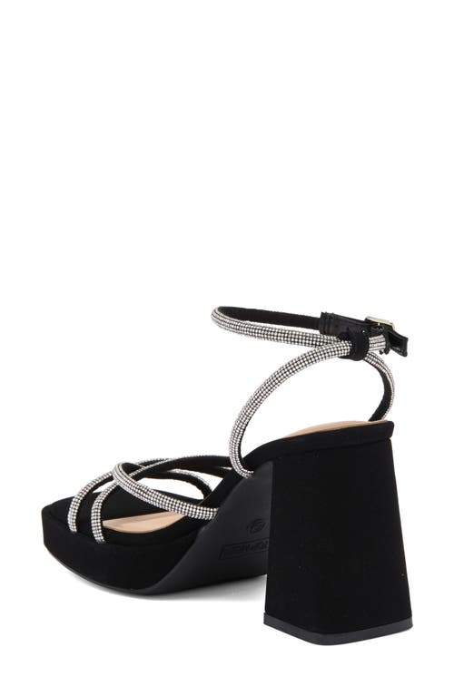 Top Guy Shoes Crystal Platform Sandal In Black Nubuck
