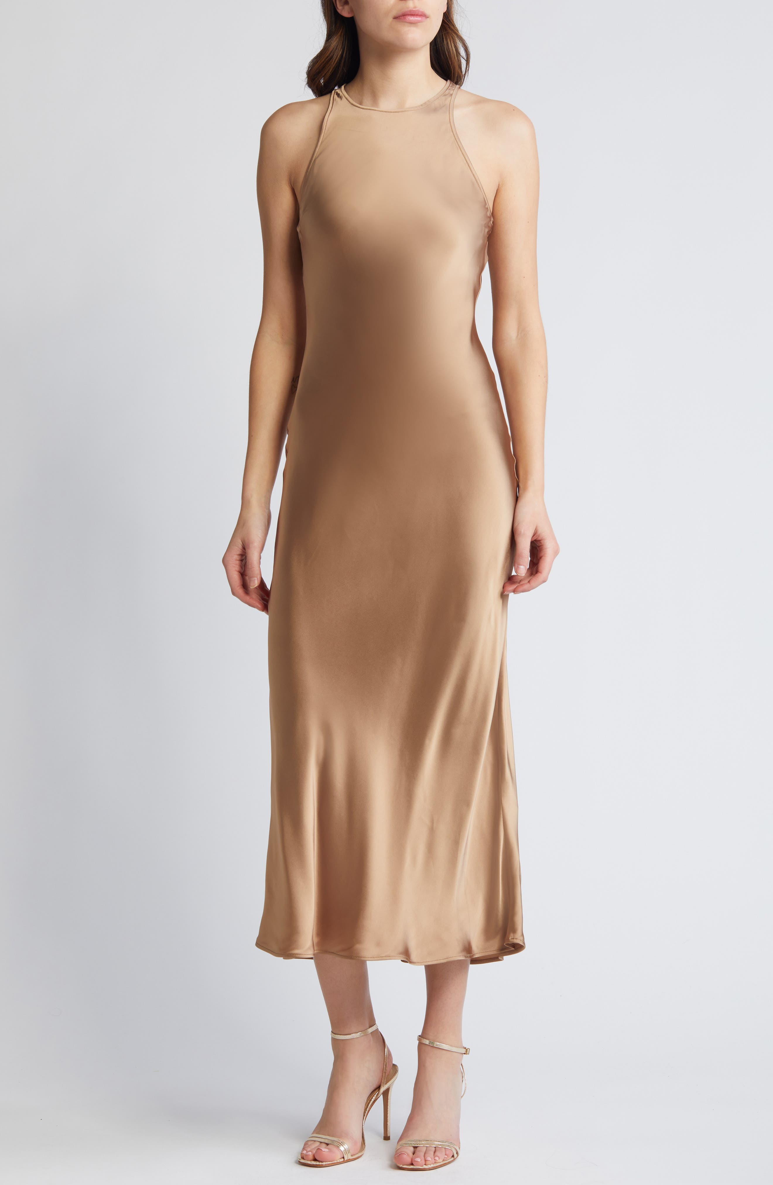 Brown Satin Dress